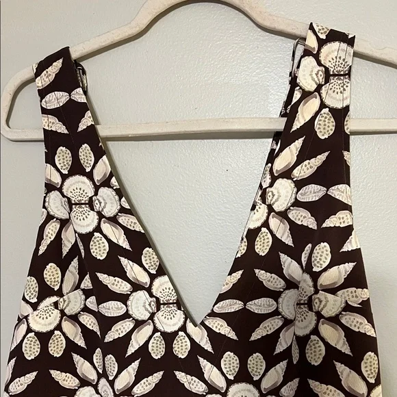 Hill House XXS Brown Floral Sleeveless Top Deep V Lightweight Summer Dress - Picture 4 of 10